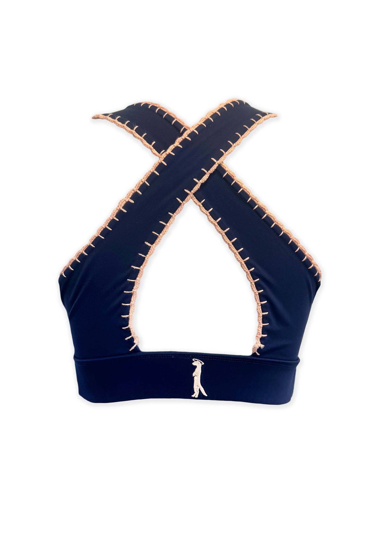 Criss Cross Keyhole Sports Bra | Navy